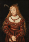 Sibylle of Cleves at the time of her betrothal to Electoral Prince John Frederick, by Lucas Cranach the Elder, 1526.